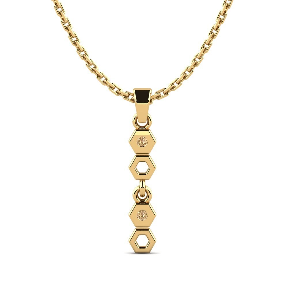 14k Oro Amarillo Diamante café Colgante de Mujer Kaloks