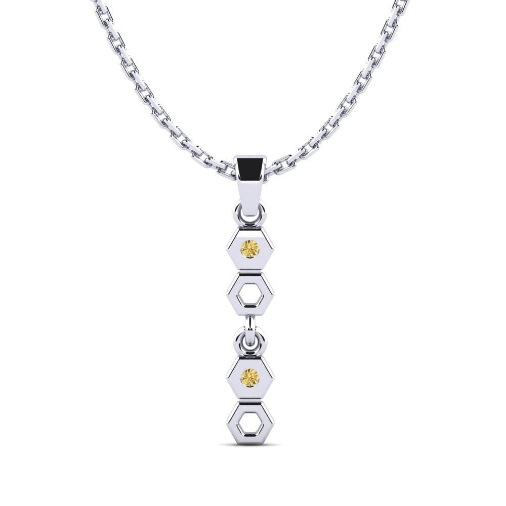 18k Oro Blanco Diamante Amarillo Colgante de Mujer Kaloks