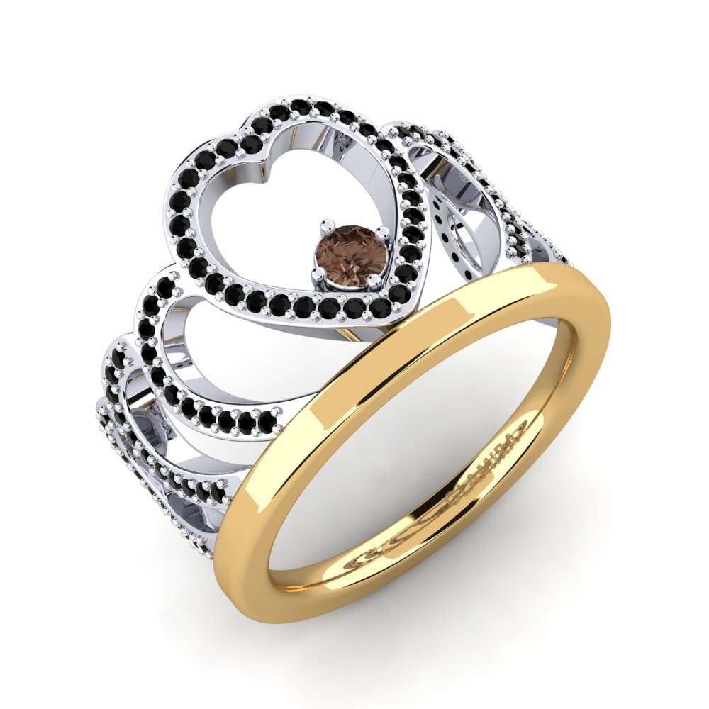 9ct Yellow & White Gold Smoky Quartz Ring Kalpita
