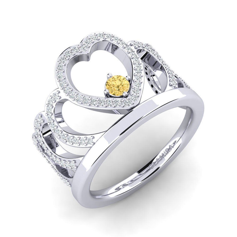 Weißgold 375 Gelber Diamant Ring Kalpita