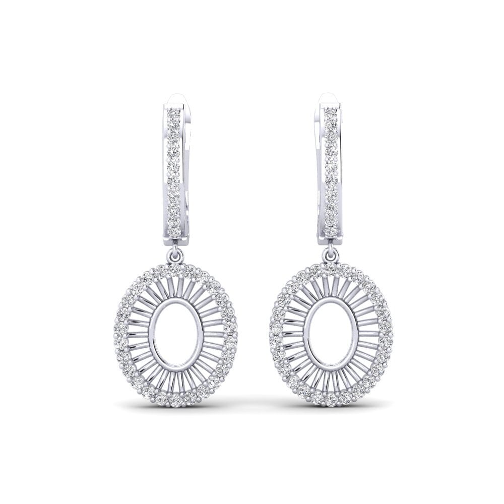 Boucles D'Oreilles Femme En Or Blanc 18K - Fermoir Omega - Neuf Avec Étiquettes