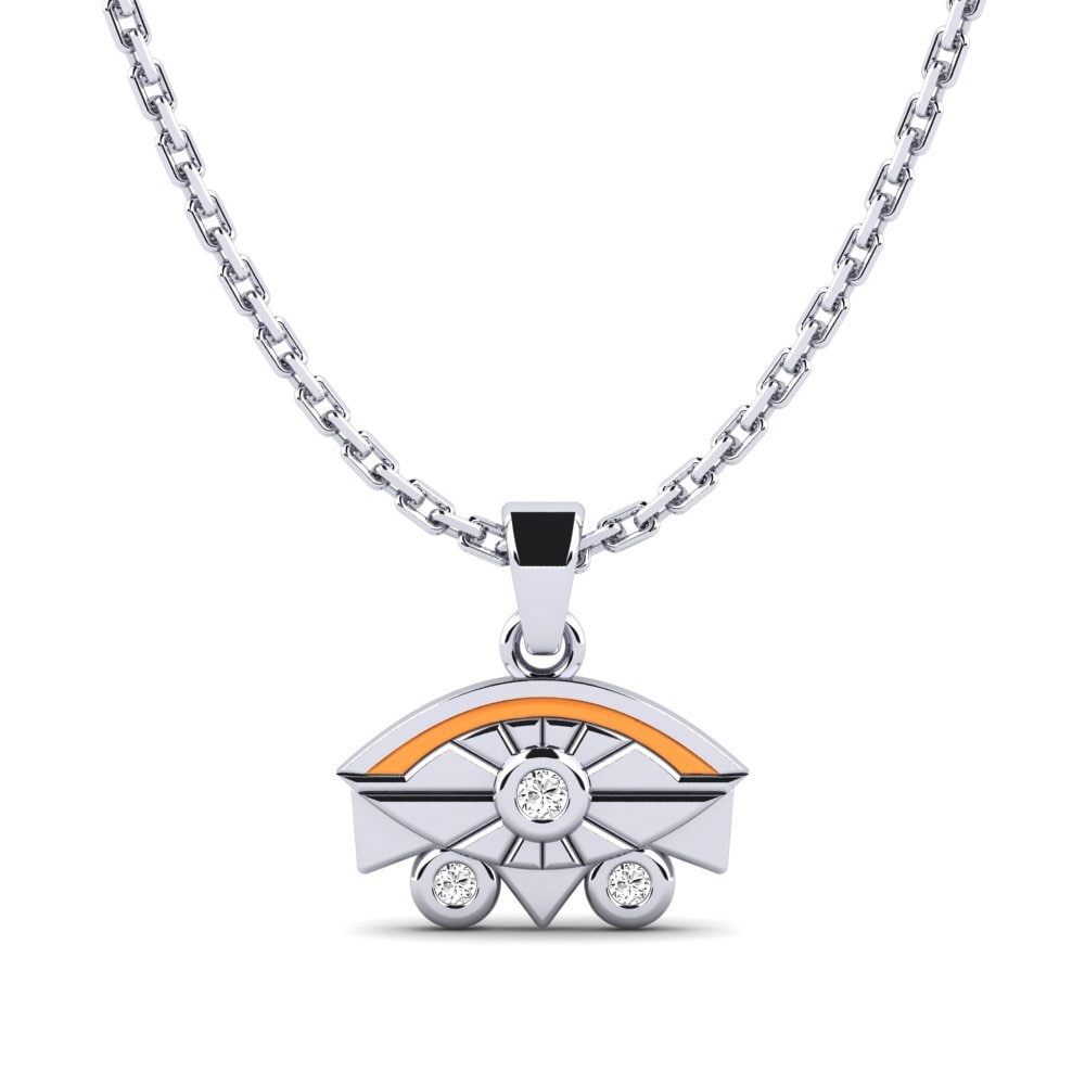 14k Oro Blanco Moissanita Colgante de Mujer Kanapa
