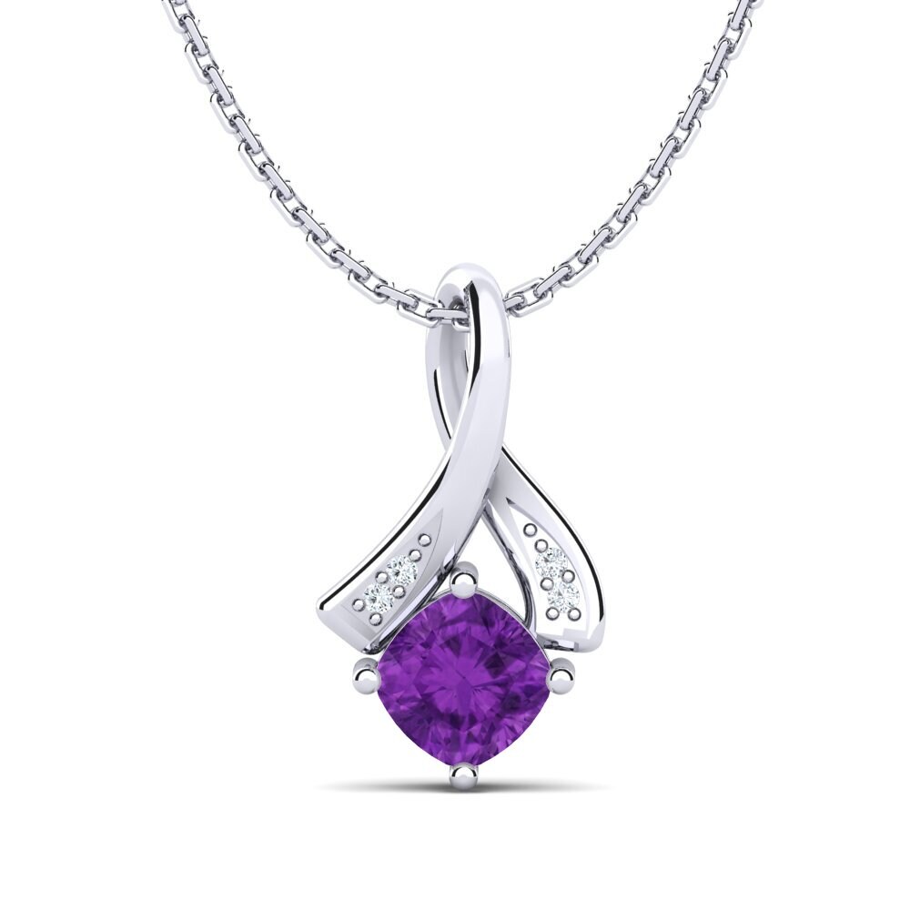 18ct White Gold Amethyst Women's Pendant Kane