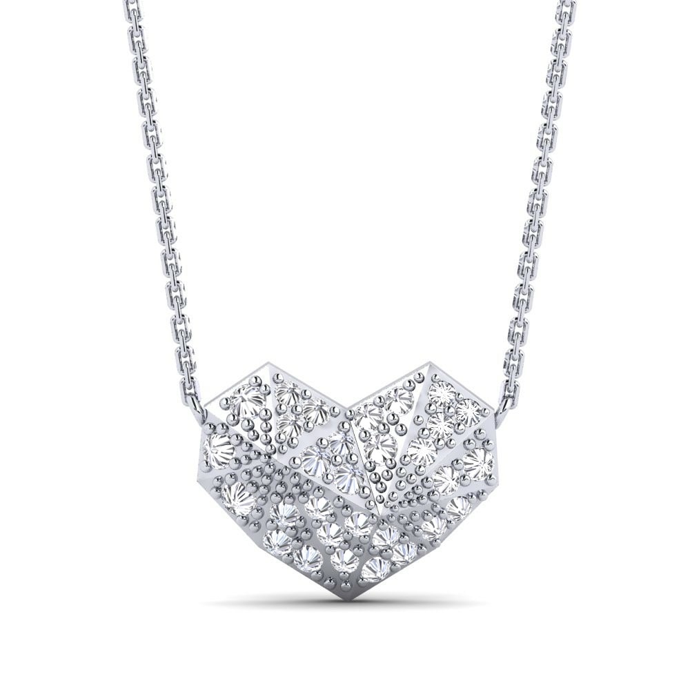 Heart Fearless Necklace Kantetline 585 White Gold Diamond