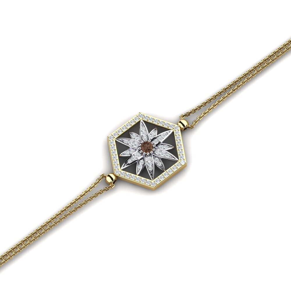 9ct Yellow & White Gold Smoky Quartz Women's Bracelet Karun