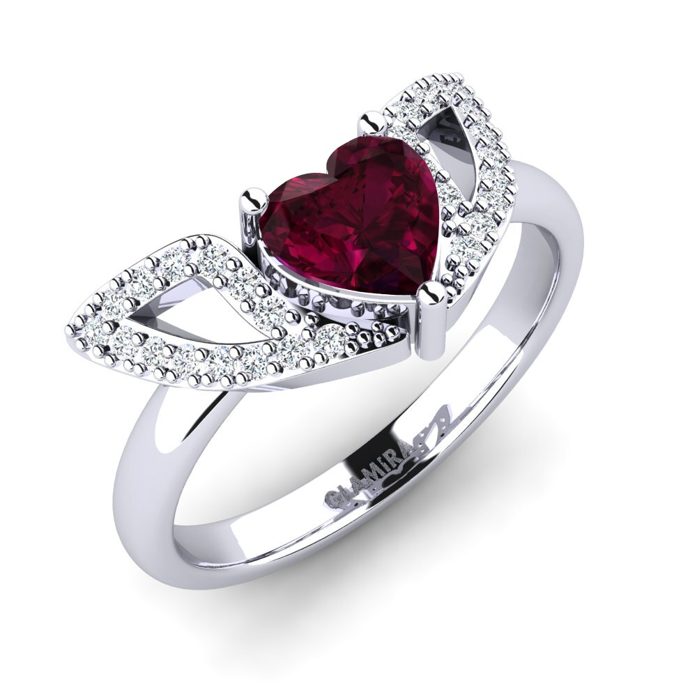18ct White Gold Rhodolite Garnet Ring Kastat