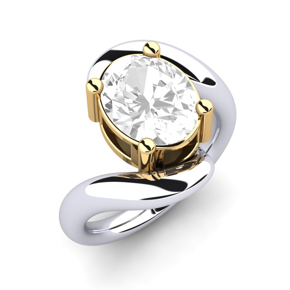 14K White & Yellow Gold White Topaz Engagement Ring Katalin