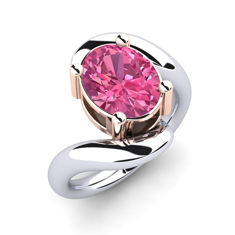 14ct White & Rose Gold Pink Tourmaline Engagement Ring Katalin