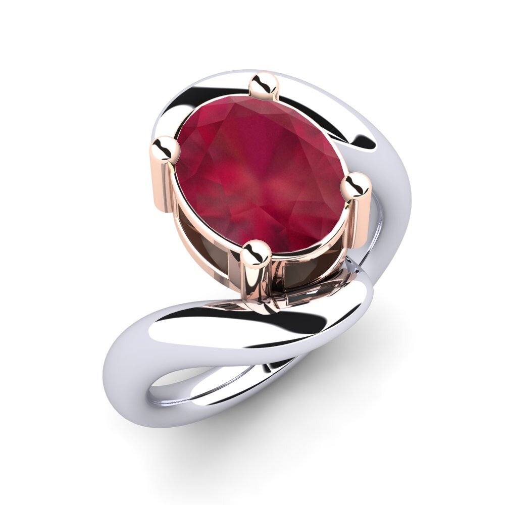 14ct White & Rose Gold Ruby Engagement Ring Katalin