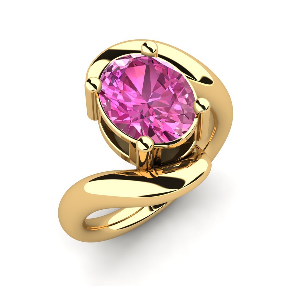 9k Oro Amarillo Topacio Rosa Anillo de compromiso Katalin