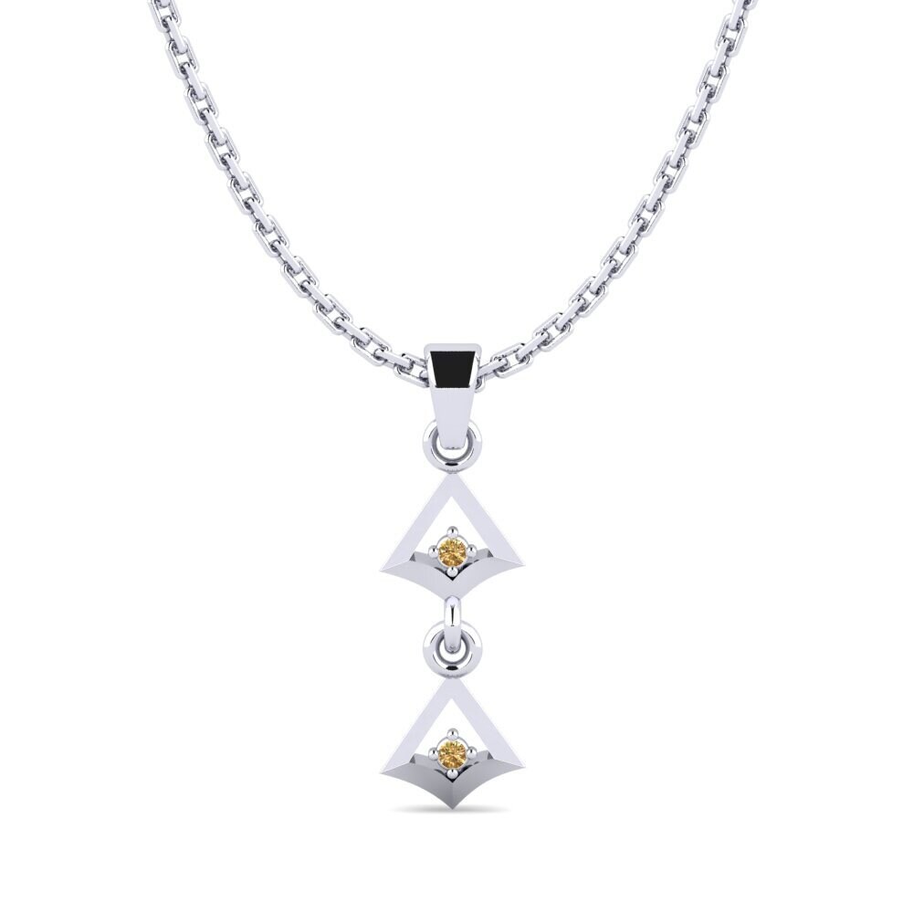 14k Oro Blanco Diamante café Colgante de Mujer Katha