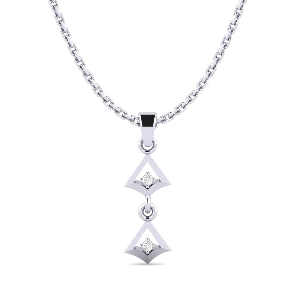 14k Oro Blanco Zafiro blanco Colgante de Mujer Katha