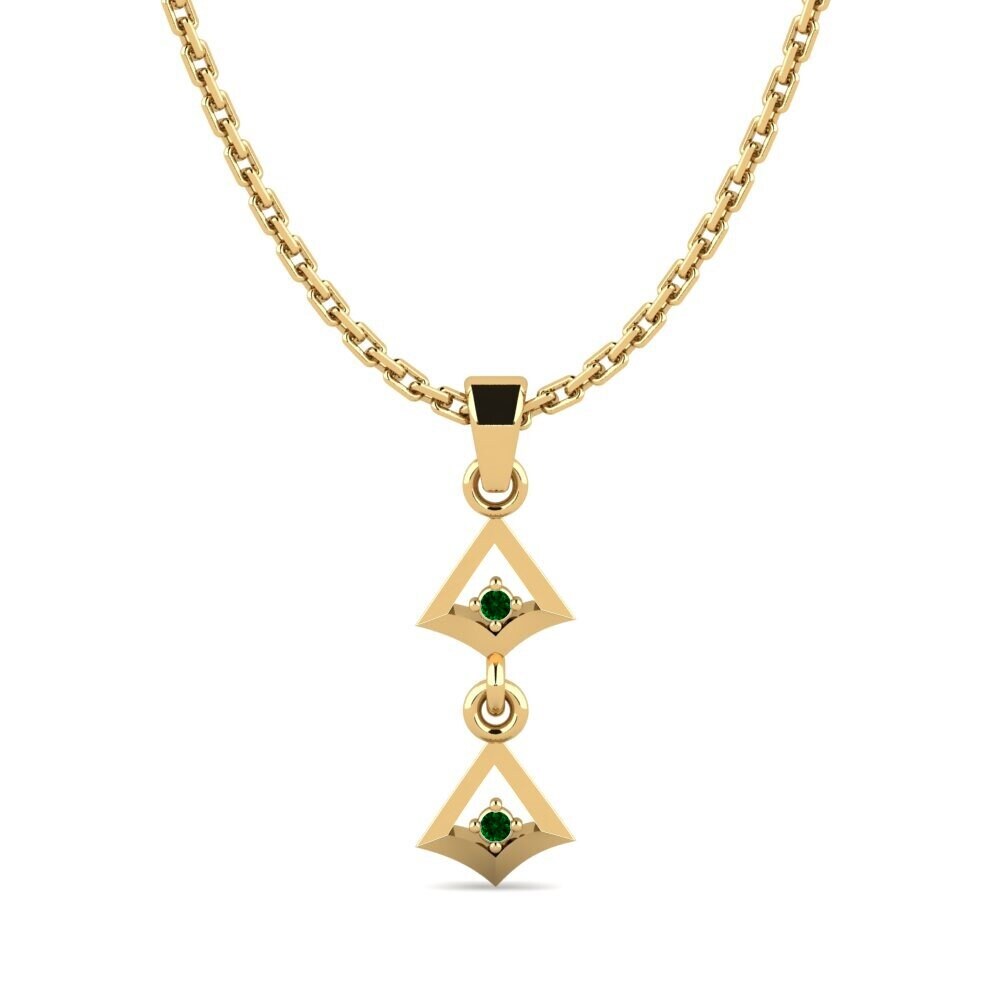 9k Oro Amarillo Circonita Verde Colgante de Mujer Katha
