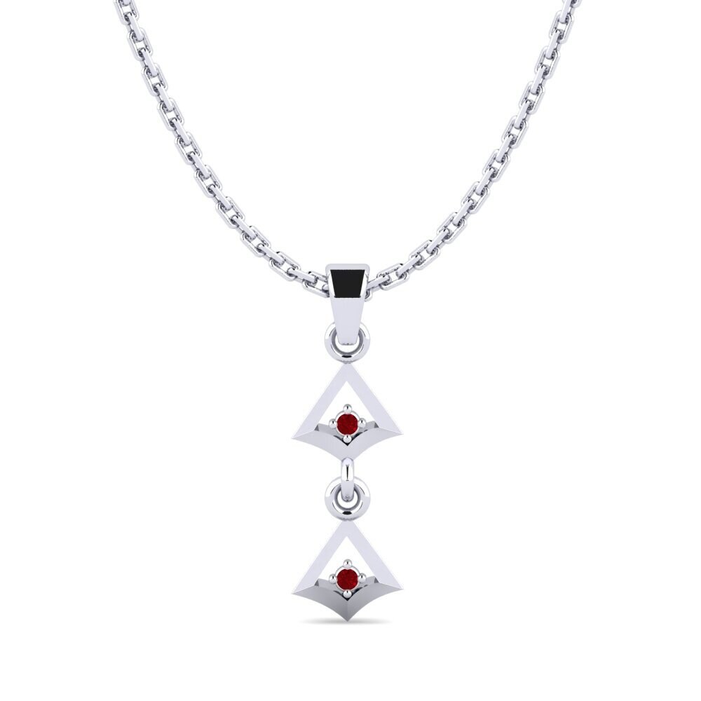 Platino 950 Circonita Roja Colgante de Mujer Katha