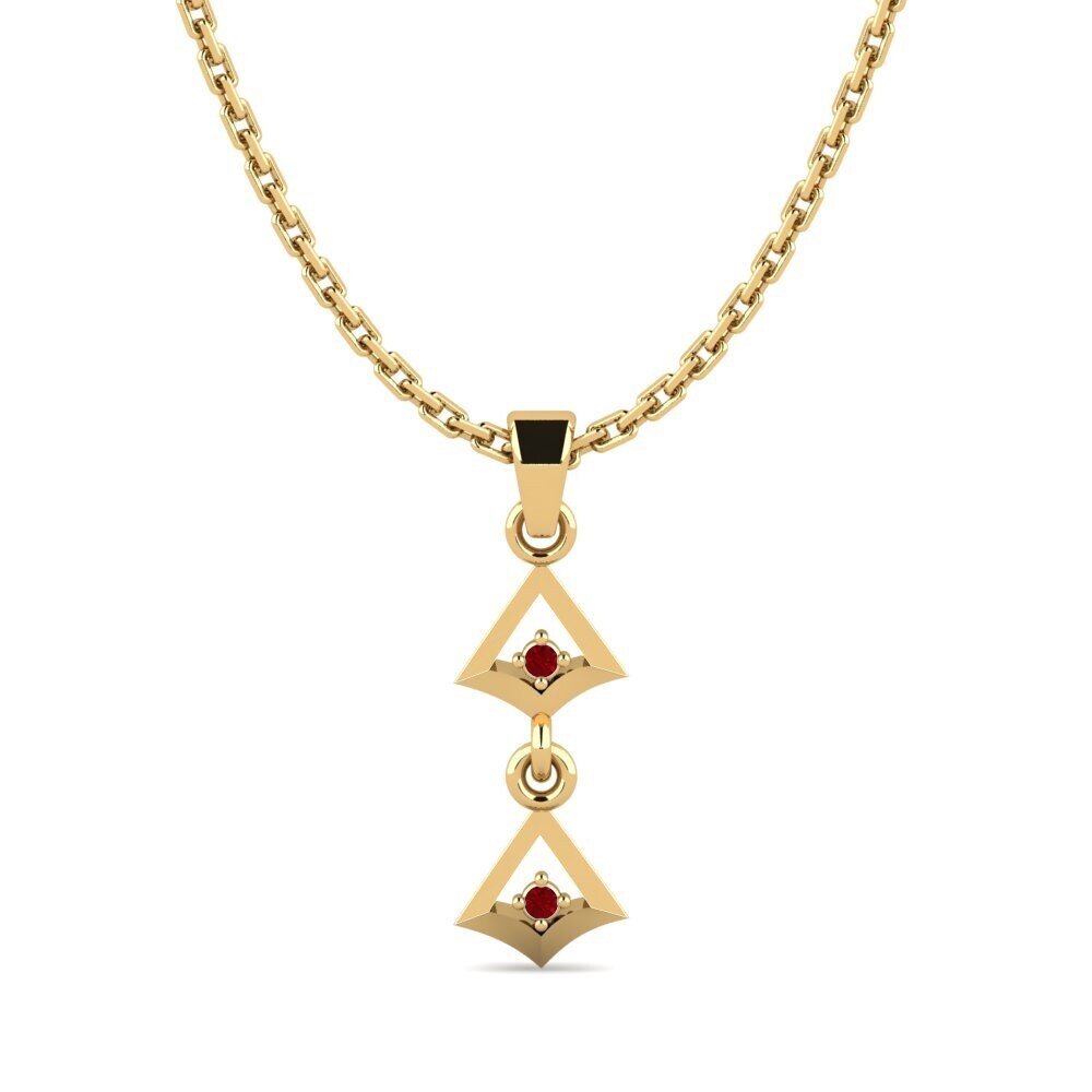9k Oro Amarillo Circonita Roja Colgante de Mujer Katha