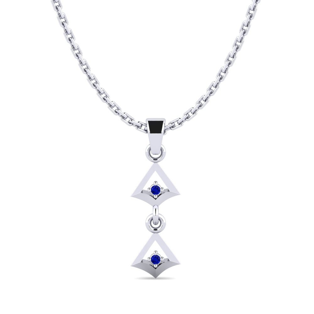 18k Oro Blanco Zafiro Colgante de Mujer Katha