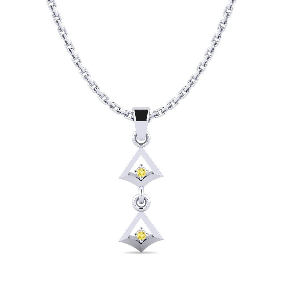 18k Oro Blanco Zafiro amarillo Colgante de Mujer Katha