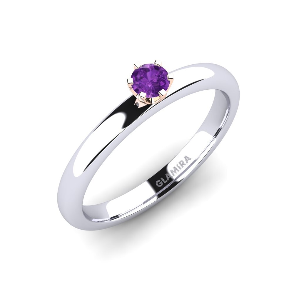 14ct White / Rose Gold Amethyst Engagement Ring Katherina