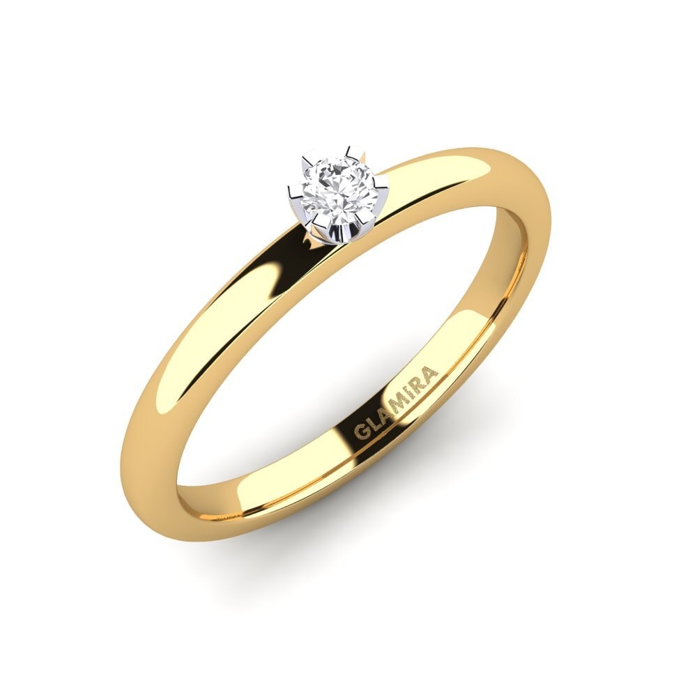 14ct Yellow / White Gold White sapphire Engagement Ring Katherina 0.1crt