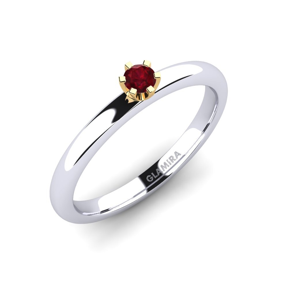 18ct White / Yellow Gold Ruby Engagement Ring Katherina 0.1crt