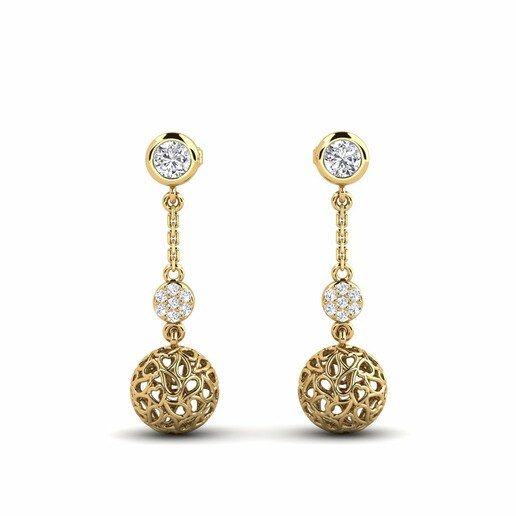 Earring Kathern 585 Yellow Gold & Diamond & Swarovski Crystal