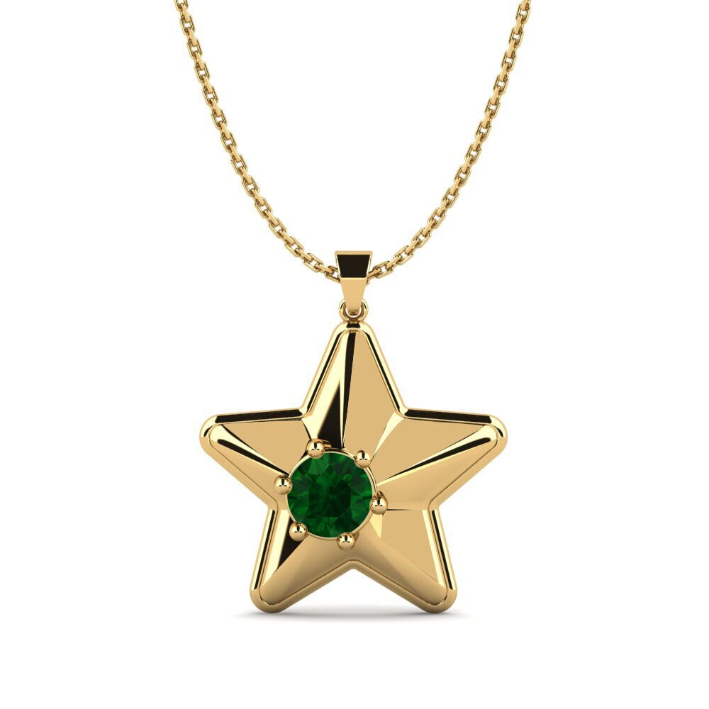 COLGANTES 18k Oro Amarillo Tsavorita Estrella