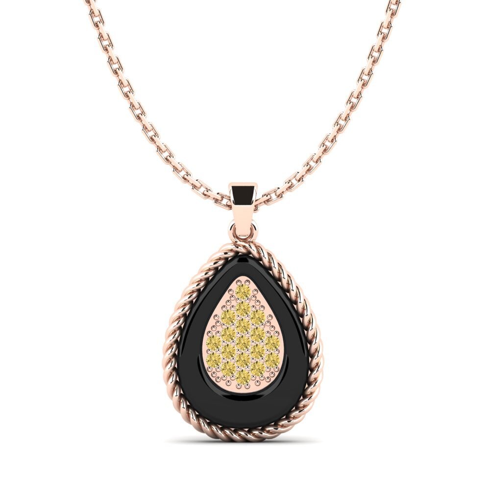 9ct Rose Gold Yellow Diamond Women's Pendant Kathlyna
