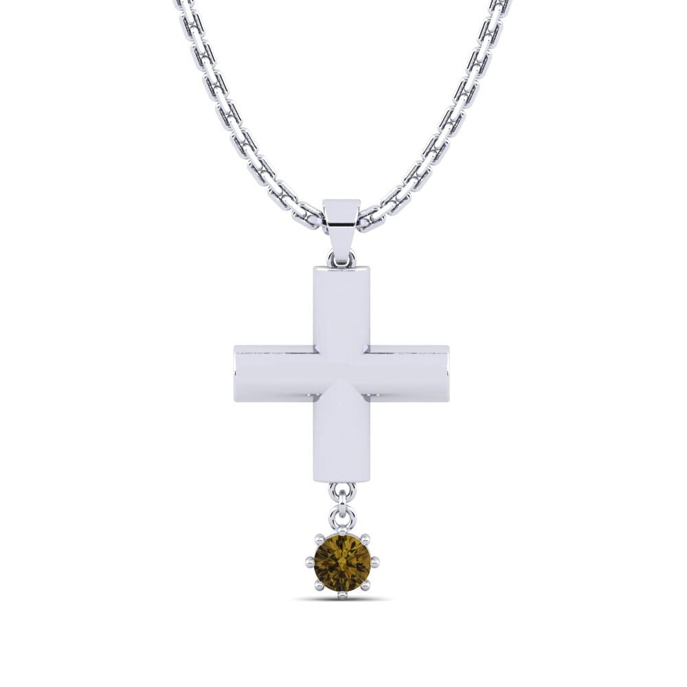 Plata 925 Circón Marrón Colgante de Mujer Kator