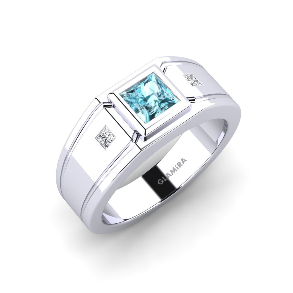 White Silver Blue Zircon Men's Ring Keaton
