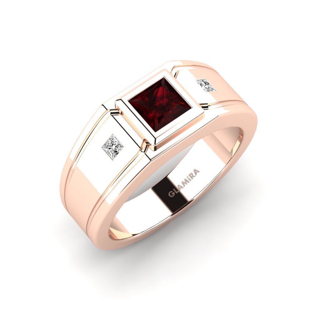 Oro Rosso 750 Granato Anello da uomo Keaton
