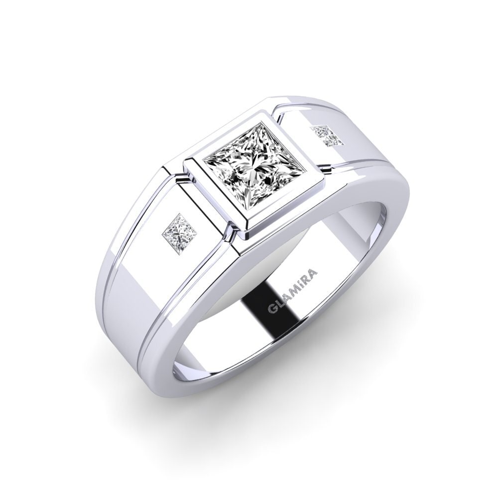 9ct White Gold Moissanite Men's Ring Keaton