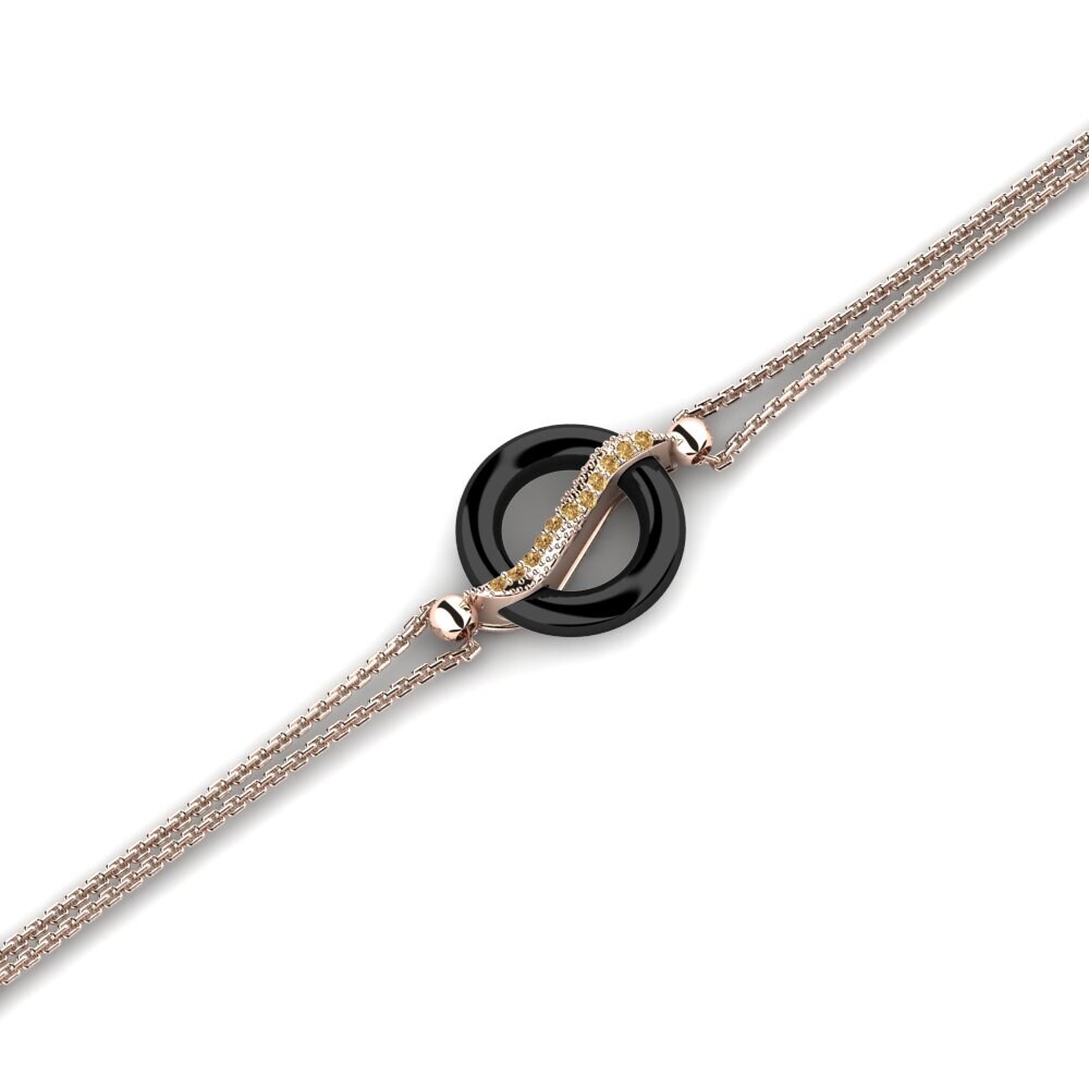 14k Oro Rosa Diamante Marrón Pulsera de Mujer Kehl