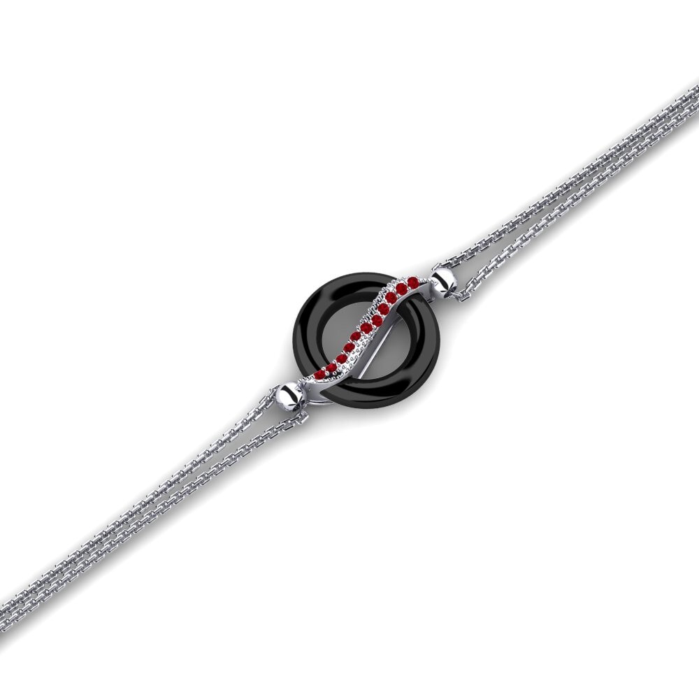 950 Palladium Red Zirconia Women's Bracelet Kehl
