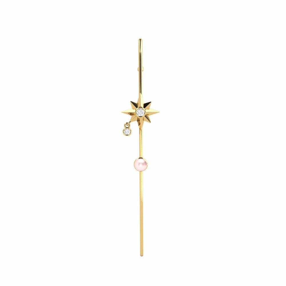 Rod Ear Cuffs The North Star Earring Keid 585 Yellow Gold White Sapphire