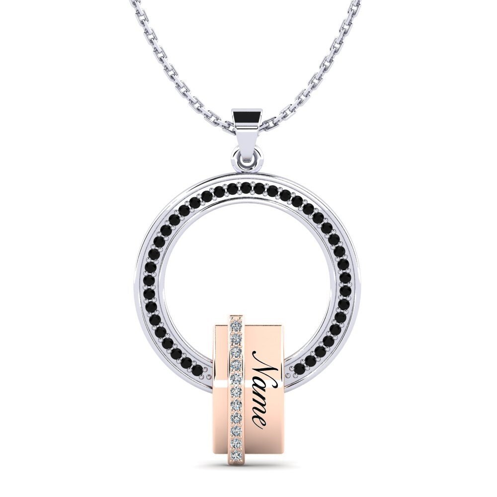 14k Oro Blanco & Rosa Zafiro negro Colgante de Mujer Keila