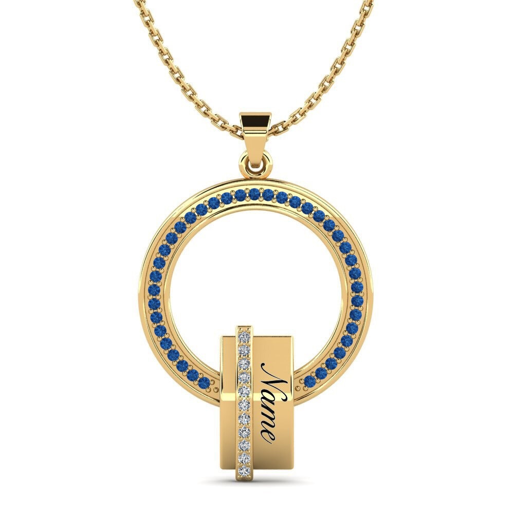 Gelbgold 585 Dunkelblauer Zirkonia Damen anhänger Keila