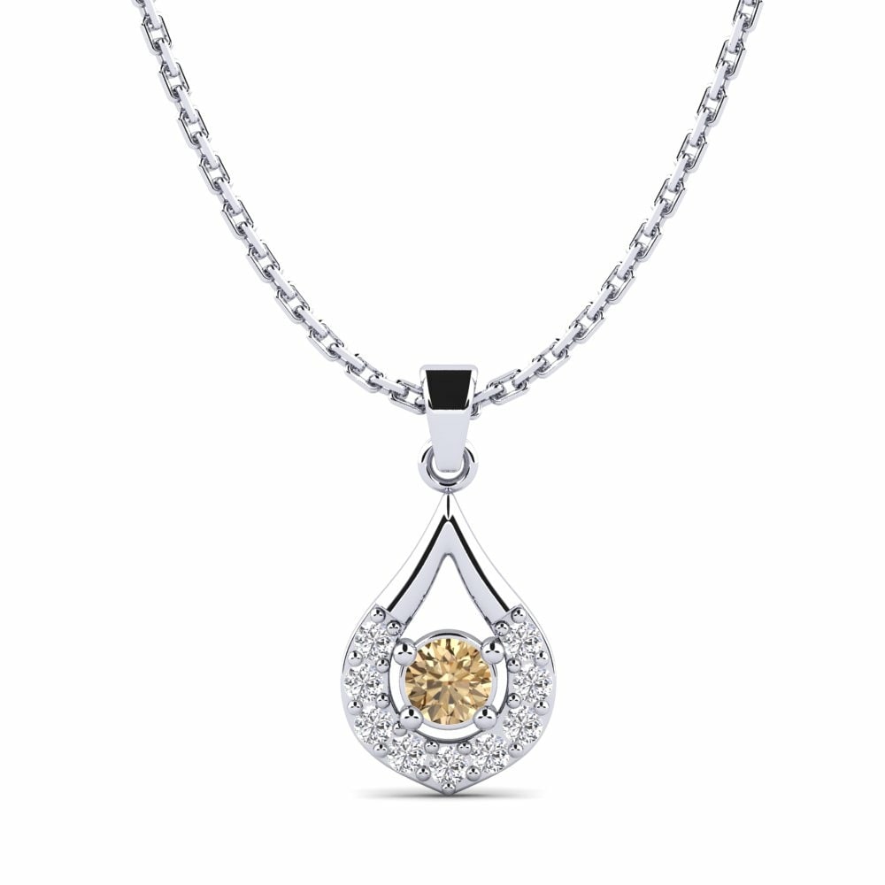 Fashion Necklaces GLAMIRA Pendant Keith 585 White Gold Brown Diamond