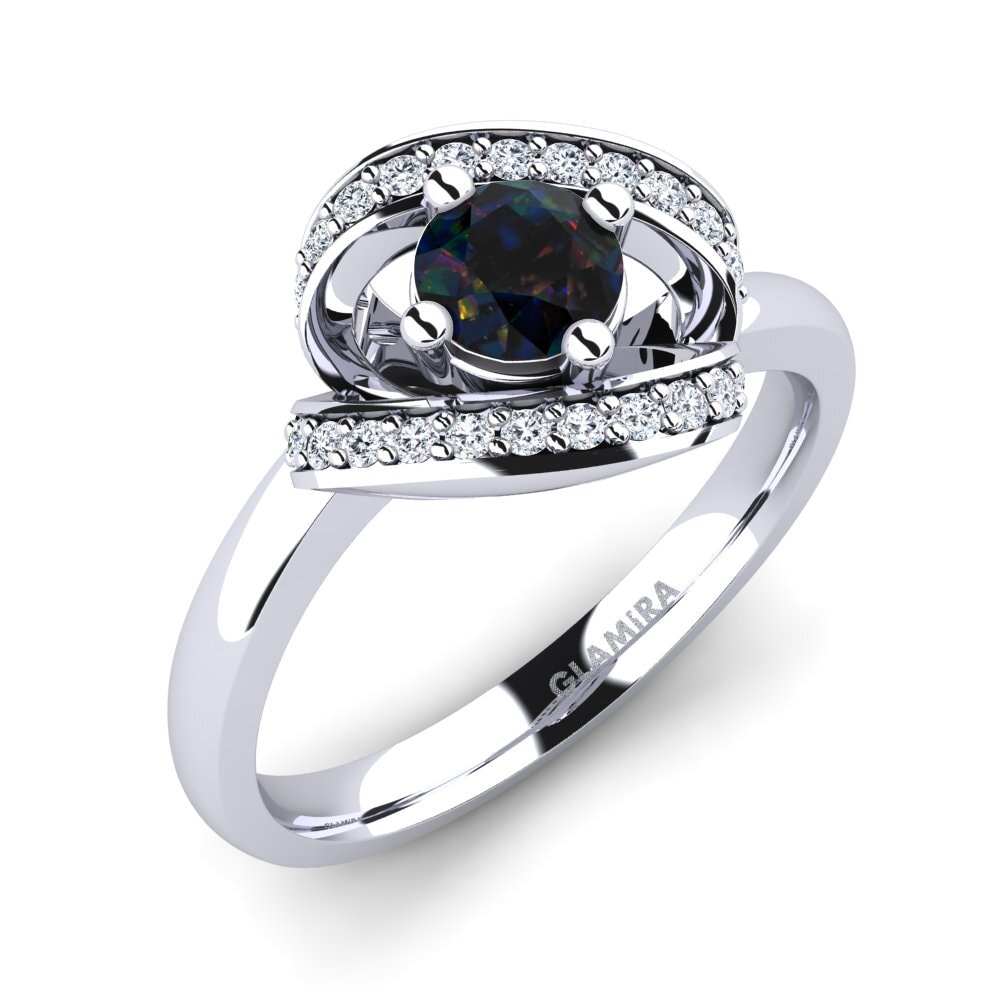 950 Platinum Black Opal Engagement Ring Kelly