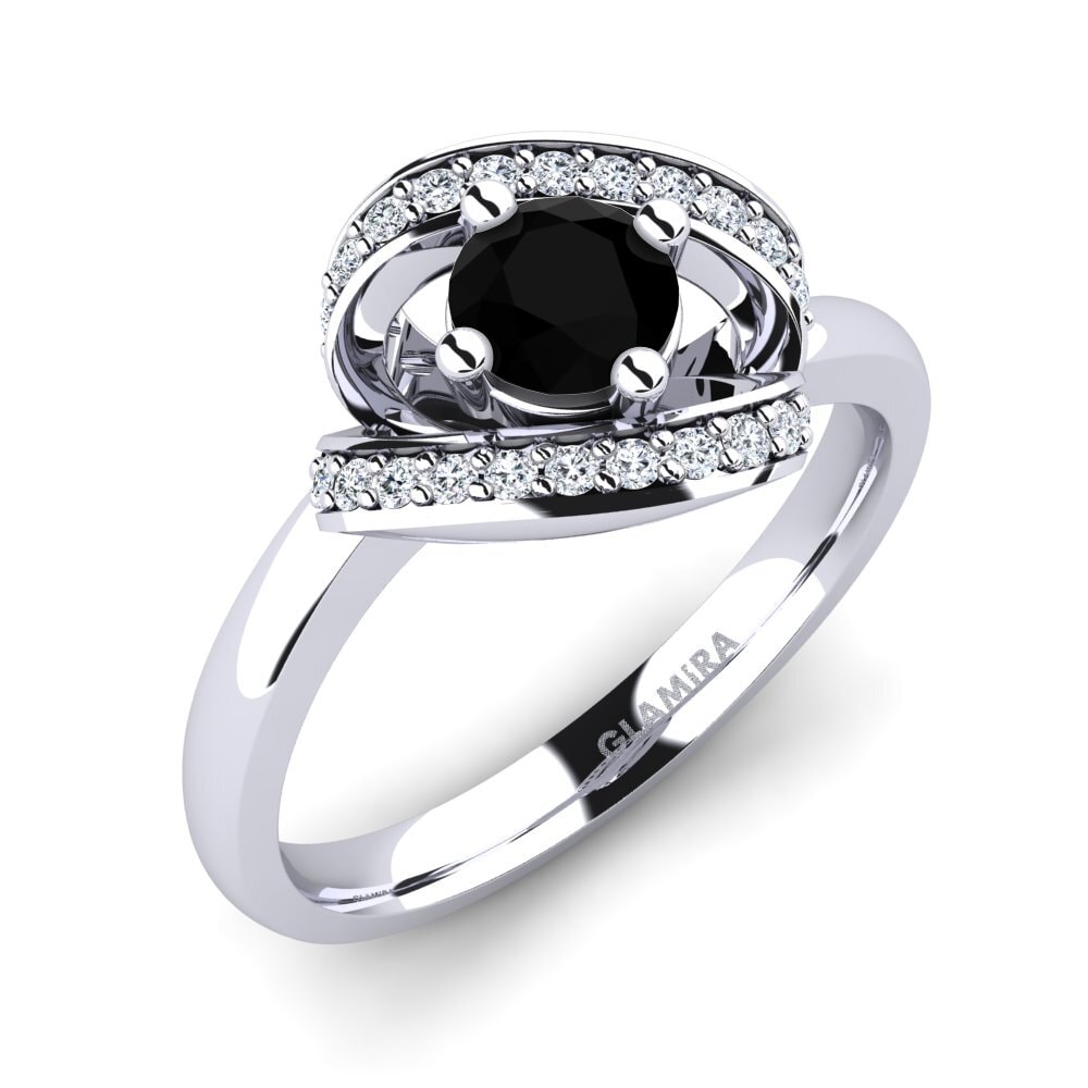 Paladio 950 Diamante Negro Anillo de compromiso Kelly