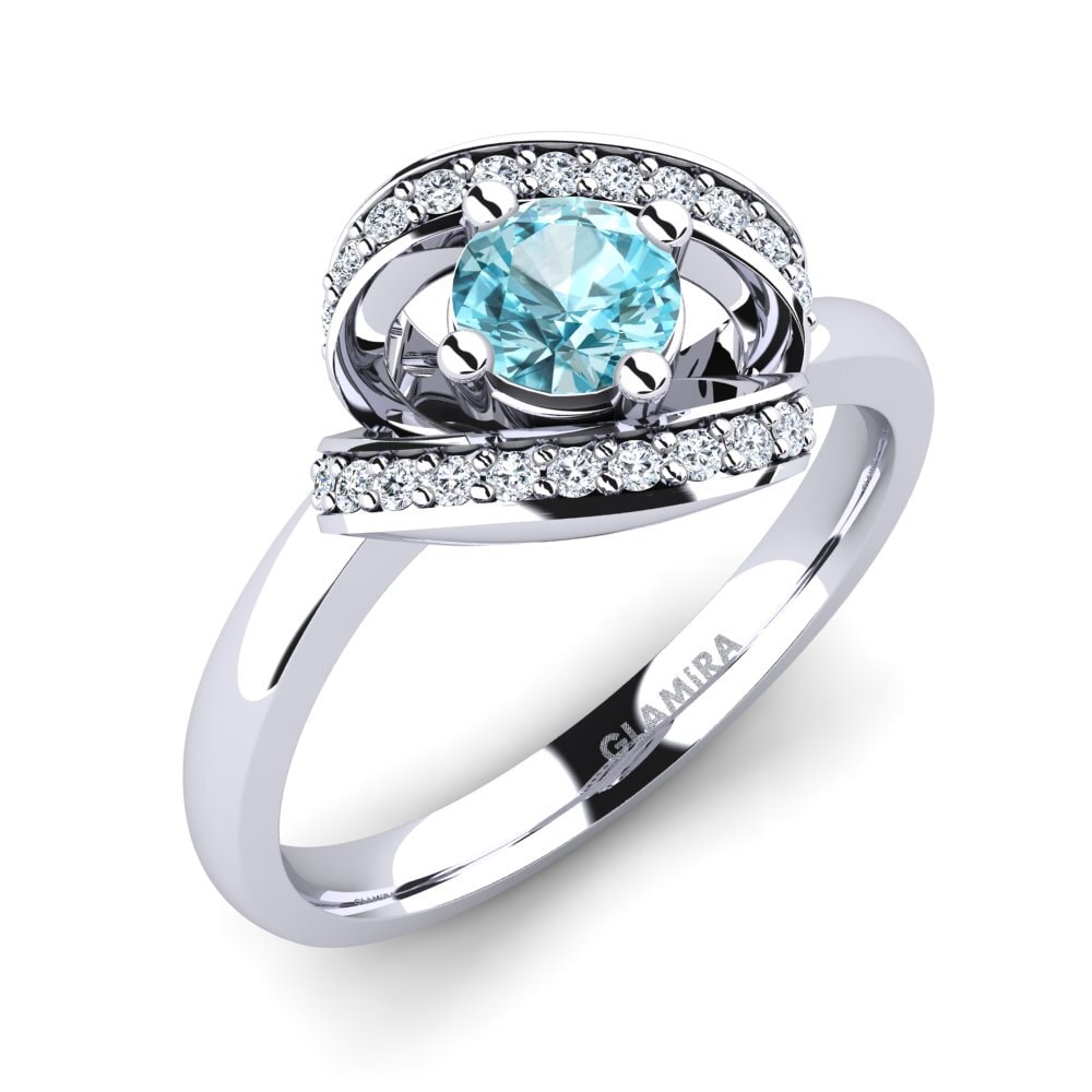 950 Platinum Blue Zircon Engagement Ring Kelly