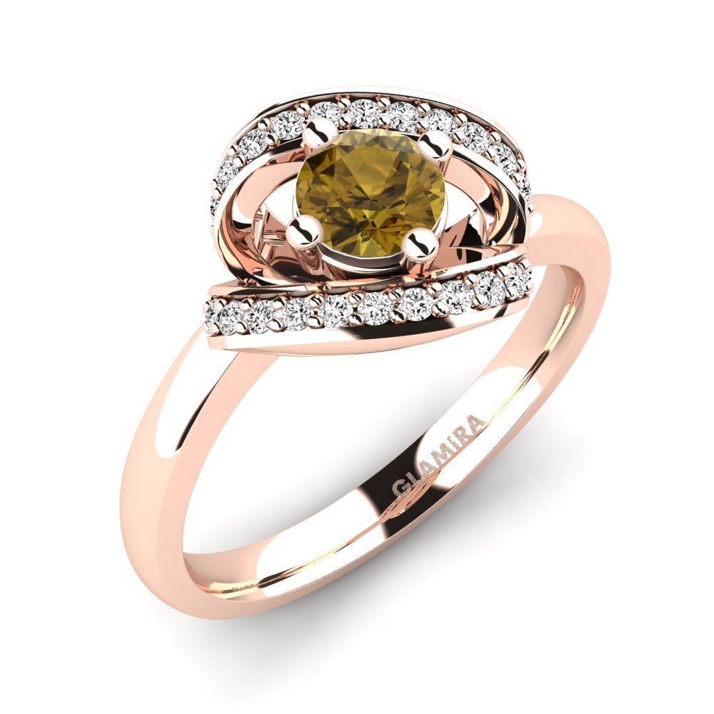 Vàng Hồng 9K Đá Zircon Nâu Nhẫn đính hôn Kelly
