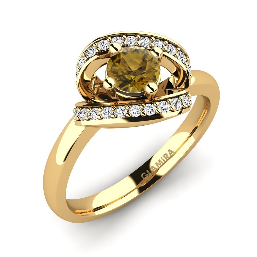 14K Yellow Gold Brown Zircon Engagement Ring Kelly