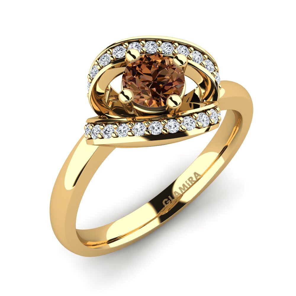 Gelbgold 585 Brauner Diamant Verlobungsring Kelly