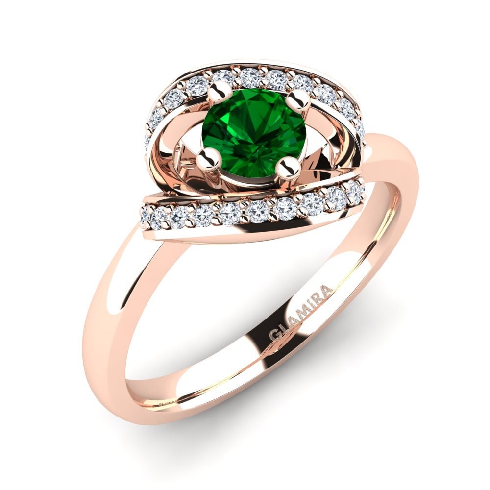 14ct Rose Gold Green Zirconia Engagement Ring Kelly