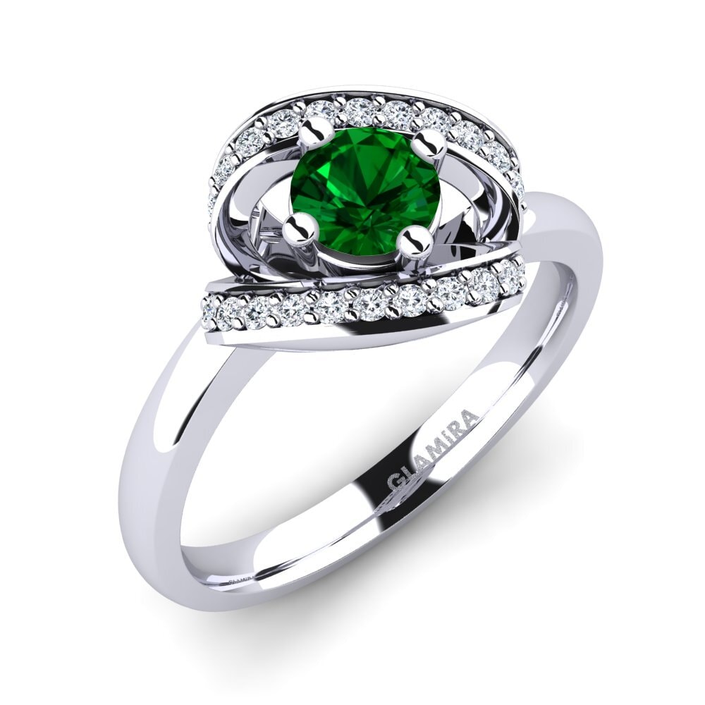 950 Platinum Green Zirconia Engagement Ring Kelly