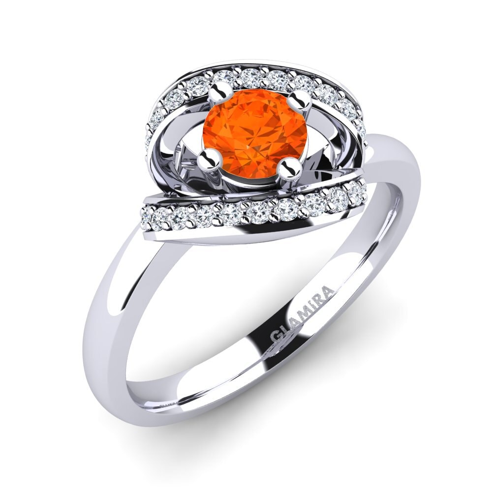 9ct White Gold Fire Opal Engagement Ring Kelly