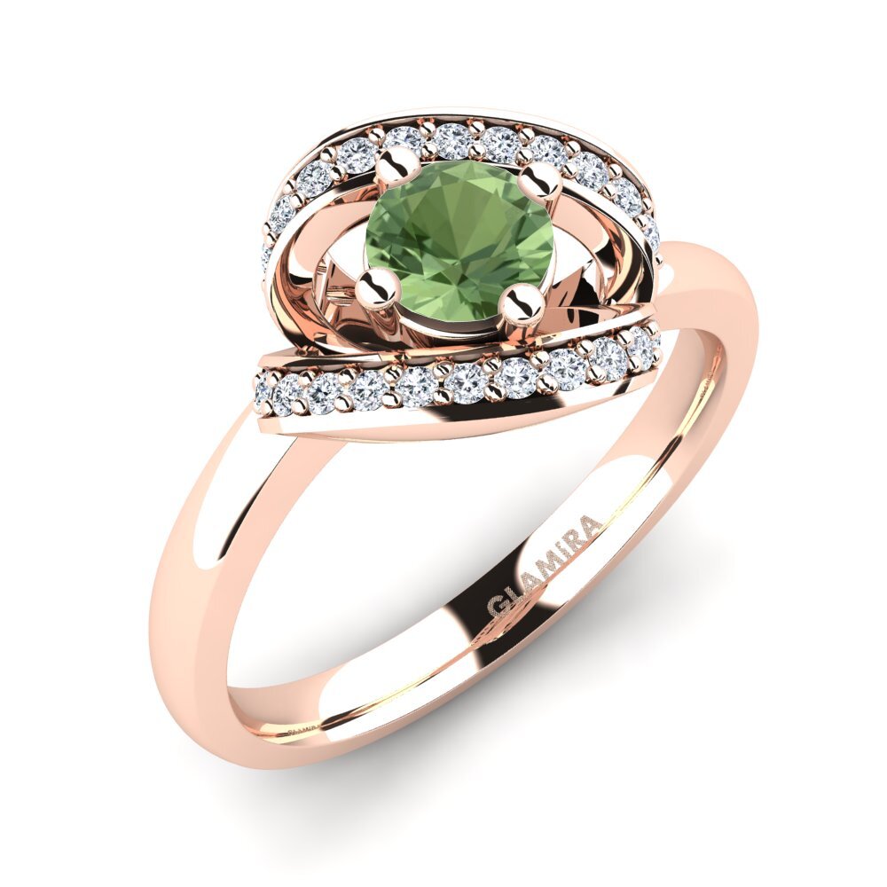 Vàng Hồng 18K Đá Sapphire Xanh Nhẫn đính hôn Kelly