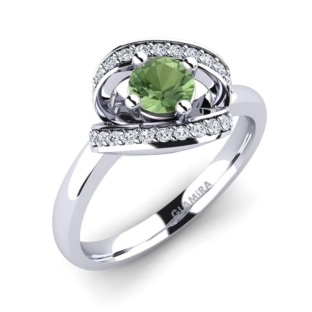950 Palladium Green Sapphire Engagement Ring Kelly
