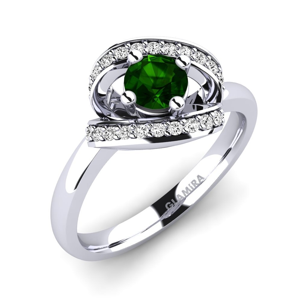18ct White Gold Green Tourmaline Engagement Ring Kelly