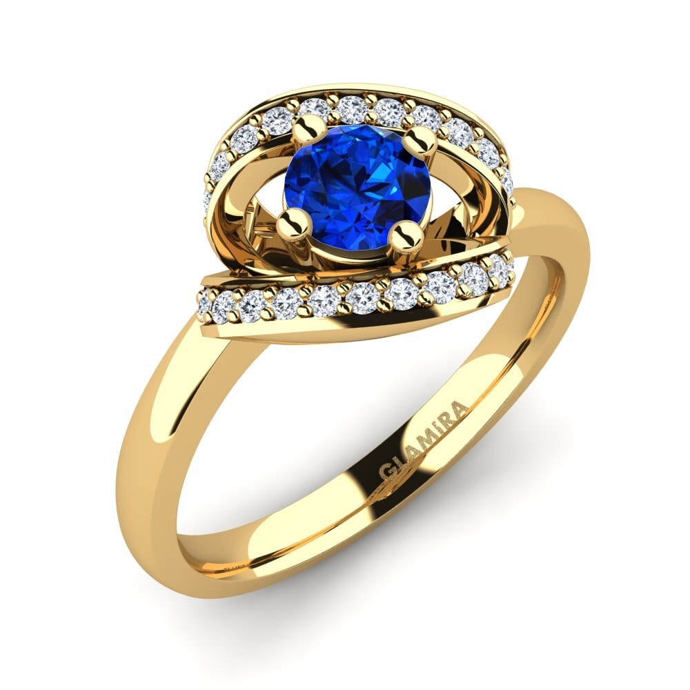 14ct Yellow Gold Sapphire (Lab Created) Engagement Ring Kelly